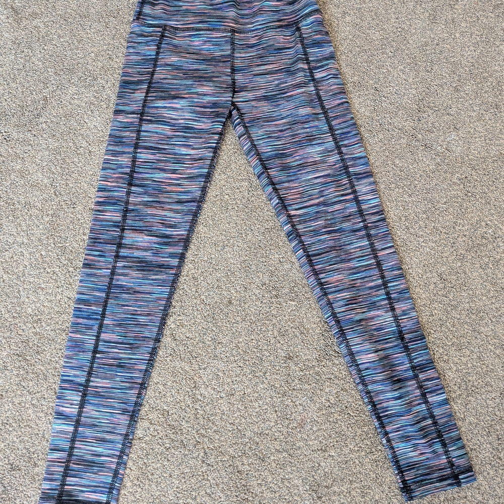 DSG Striped Leggings with Blue and Pink Accents